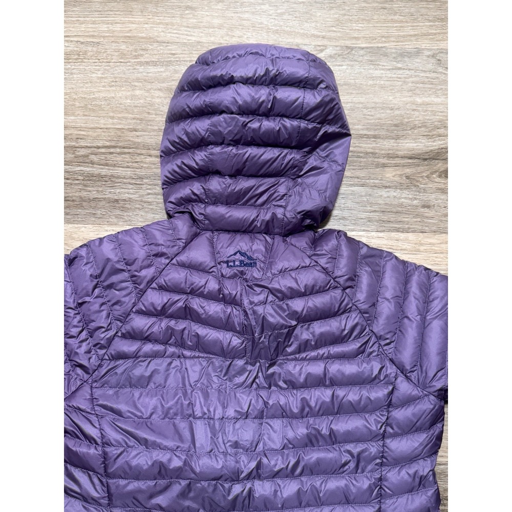 LL Bean Jacket 850 Down Puffer Downtek hooded pertex Quantum women S Reg Purple - Picture 7 of 10